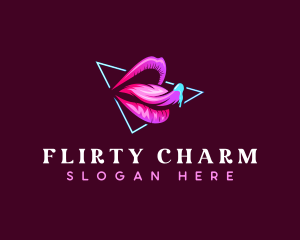 Flirt - Seductive Woman Lips logo design