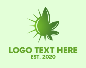 Herbal - Green Cannabis Sun logo design