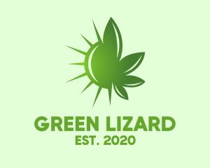 Green Cannabis Sun logo design