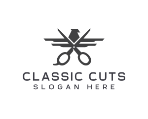 Hawk Barber Scissors logo design