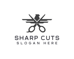 Cut - Eagle Barber Scissors logo design