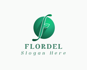 Natural Leaf Letter F logo design