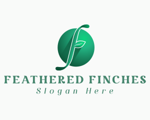 Natural Leaf Letter F logo design