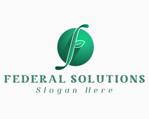 Natural Leaf Letter F logo design