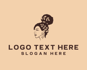 Ethnicity - Afro Hair Woman logo design