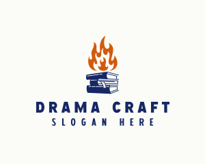 Playwright - Fire Book Writer logo design