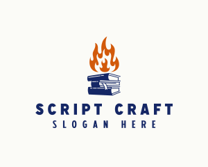 Screenwriter - Fire Book Writer logo design