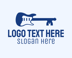 Locksmith - Blue Key Guitar logo design