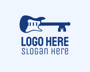 Musical Instrument - Blue Key Guitar logo design