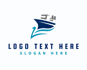 Ship - Cargo Ship Ocean logo design