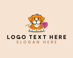Romantic - Puppy Dog Rose logo design