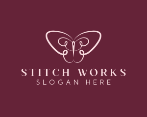 Butterfly Needle Alteration logo design