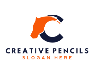 Modern Horse Letter C logo design