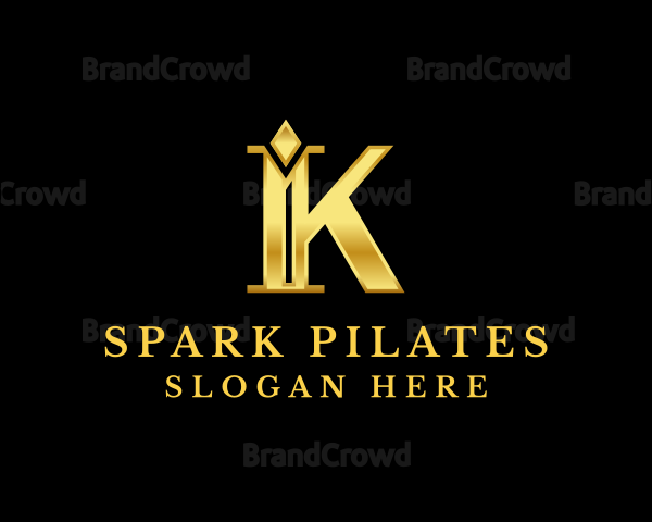 Golden Diamond Letter K Logo