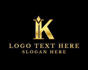 Vip - Golden Diamond Letter K logo design