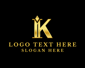 Golden Diamond Letter K Logo