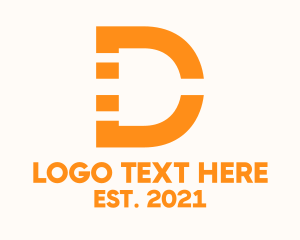 Minimalist - Letter D Electric Plug logo design