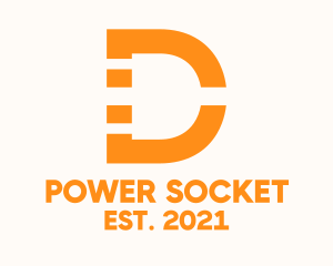 Socket - Letter D Electric Plug logo design
