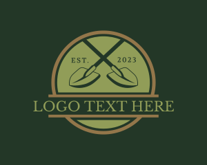 Leaves - Spade Tool Badge logo design