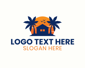 Land Developer - Sunset Tropical House logo design
