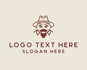 Brown - Fedora Hat Gentleman logo design