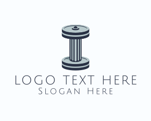 Fitness - Ancient Dumbbell Column logo design