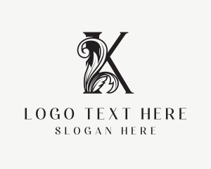 Manufacturing - Medieval Vine Letter K logo design