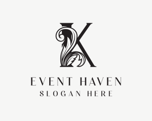 Venue - Medieval Vine Letter K logo design