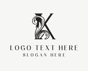 Strategist - Medieval Vine Letter K logo design