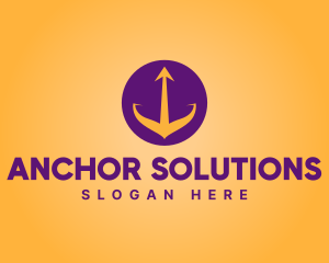 Nautical Trident Anchor Circle logo design