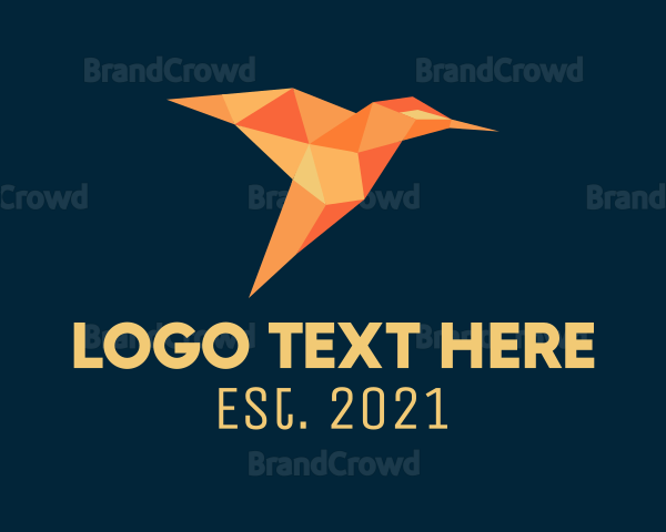 Orange Hummingbird Origami Logo