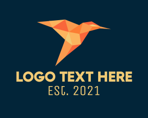 Flight - Orange Hummingbird Origami logo design