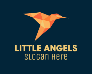 Orange Hummingbird Origami Logo