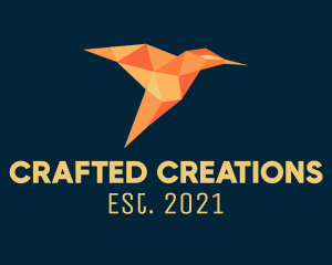 Orange Hummingbird Origami logo design