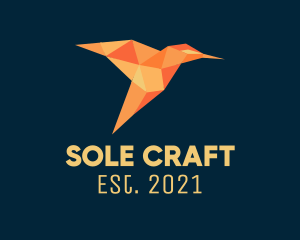 Orange Hummingbird Origami logo design