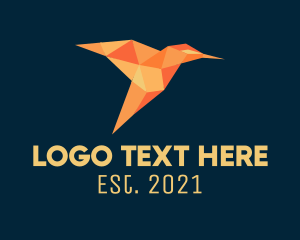 Jungle - Orange Hummingbird Origami logo design