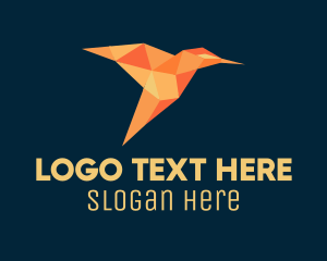 Orange Hummingbird Origami Logo