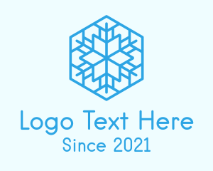 Winter Season - Blue Outline Snowflake logo design