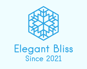 Pattern - Blue Outline Snowflake logo design