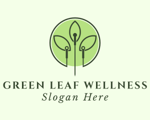 Wellness Leaf Needle logo design