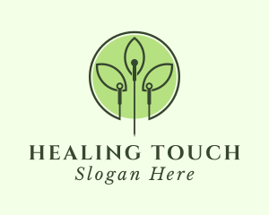 Acupuncturist - Wellness Leaf Needle logo design