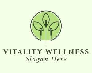 Wellness Leaf Needle logo design