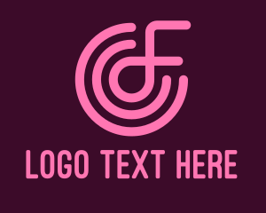 Dj Music - Pink Letter F logo design