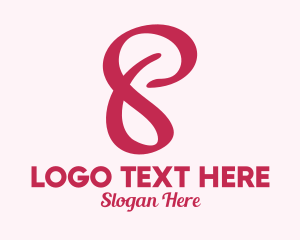 Number - Pink Handwritten Number 8 logo design
