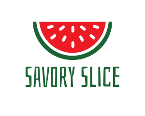 Watermelon Fruit Slice logo design