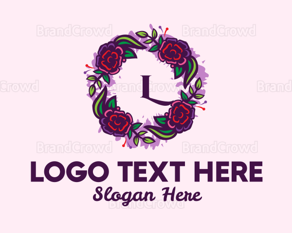 Wedding Floral Wreath Lettermark Logo