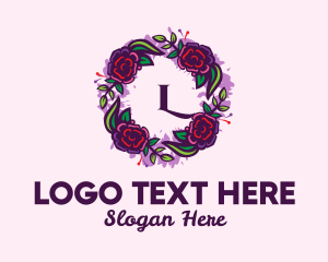 Rose - Wedding Floral Wreath Lettermark logo design