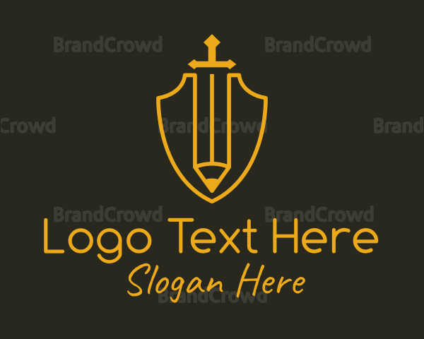 Shield Pencil Sword Logo