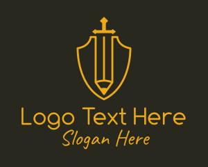 Warrior - Shield Pencil Sword logo design