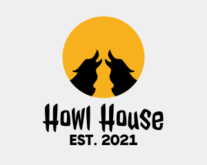 Howl - Full Moon Wolf logo design